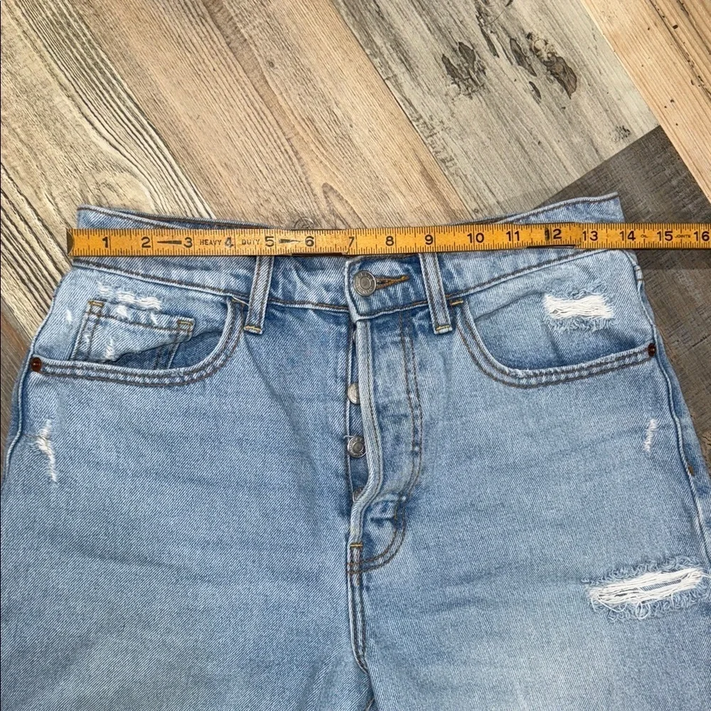 Cello Light Blue Distressed Straight Leg Jeans